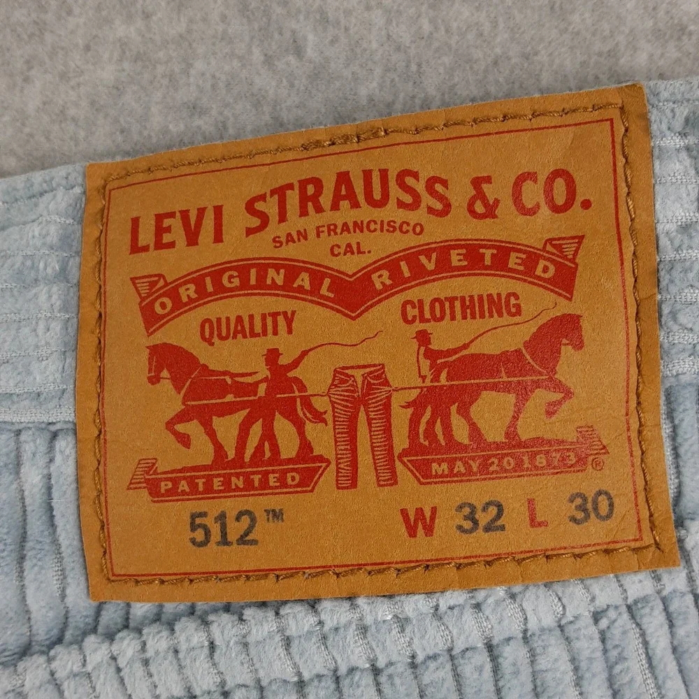 Levis 512 Slim Taper Corduroy Pants Mens 32x30 Light Blue 28833-1059